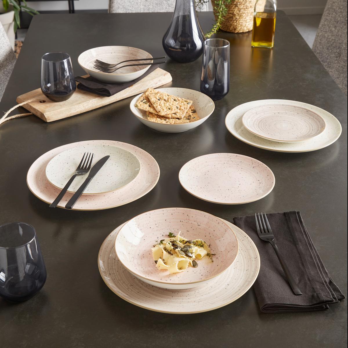 Tafelservice Malina 6 Personen Geschirr Set - Hellbraun/Hellrosa, MODERN, Keramik - Luca Bessoni
