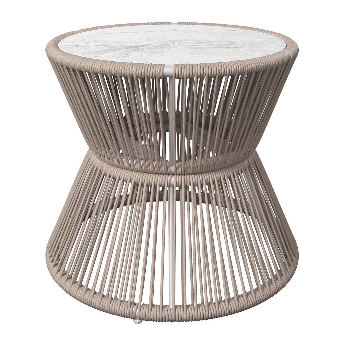 Gartenbeistelltisch Palma - Hellbraun/Grauweiß, MODERN, Glas/Textil (56/48/56cm) - Beldano