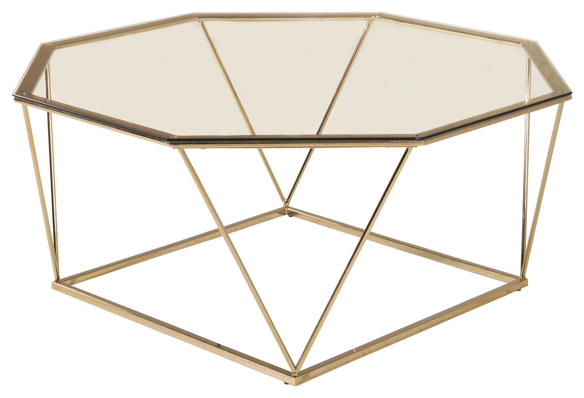 Couchtisch Österlen - Klar/Goldfarben, Design, Glas/Metall (100/100/45cm) - Livetastic