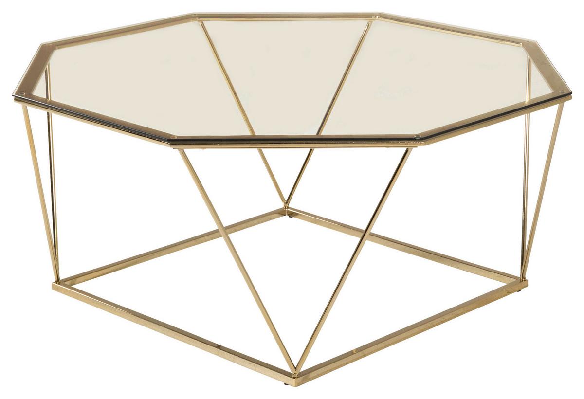 Couchtisch Österlen - Klar/Goldfarben, Design, Glas/Metall (100/100/45cm) - Livetastic