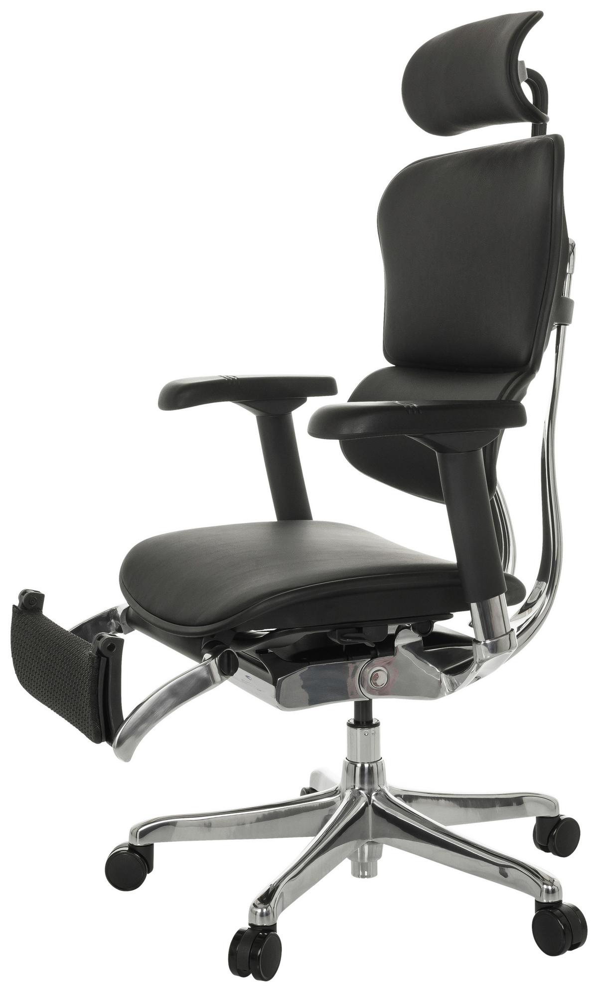 Drehstuhl Ergohuman Plus Schwarz B: 76 cm - Schwarz, MODERN, Leder/Kunststoff (76/119 - 138/64cm) - MID.YOU