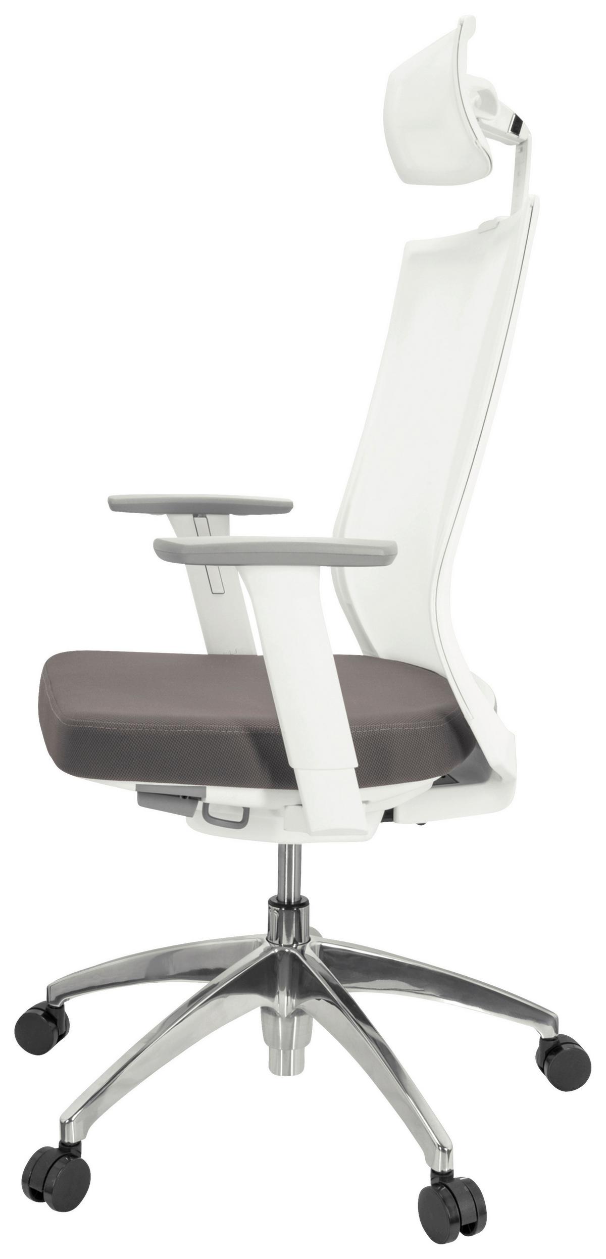 Drehstuhl Aspen White Pro - Silberfarben/Weiß, Basics, Kunststoff/Textil (63/112-122/55cm) - MID.YOU