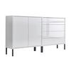 Sideboard Mailand 3 B: 158 cm Weiß - Weiß Hochglanz/Anthrazit, MODERN, Holzwerkstoff (158/86/33cm) - MID.YOU