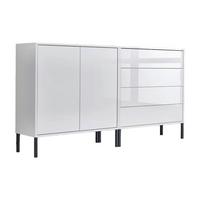Sideboard Mailand 3 B: 158 cm Weiß - Weiß Hochglanz/Anthrazit, MODERN, Holzwerkstoff (158/86/33cm) - MID.YOU
