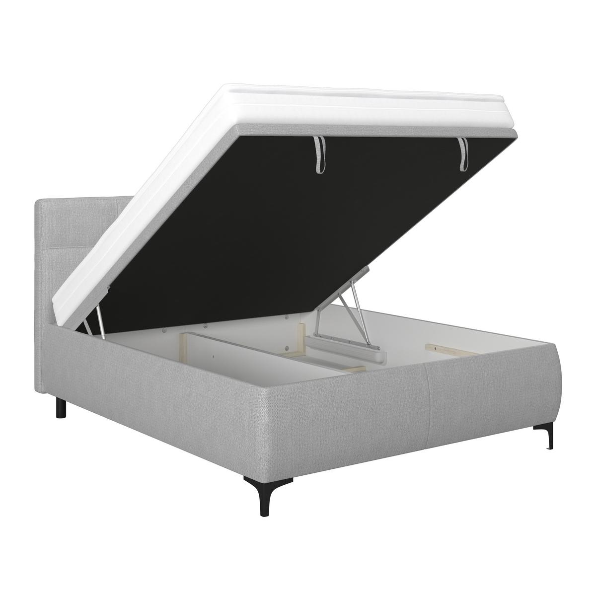 Polsterbett Zeni 140 - Silberfarben/Schwarz, KONVENTIONELL, Holz/Textil (140/200cm)