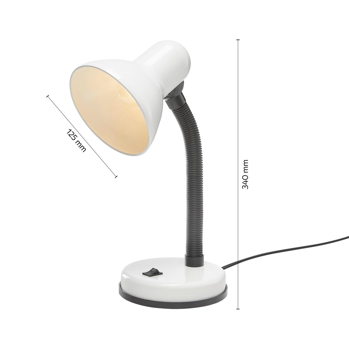 Lampa na písací stôl Leona max. 40 Watt - biela, kov/plast (14,5/14,5/37,8cm) - Mömax