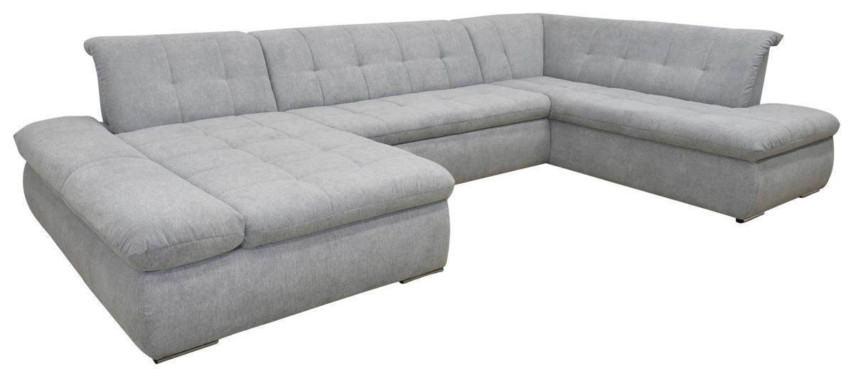 Wohnlandschaft Moric Mit Schlaffunktion Grau Mikrofaser - Chromfarben/Grau, KONVENTIONELL, Textil (172/353/216cm) - MID.YOU