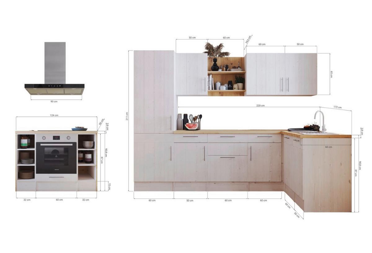 Eckküche Anton Winkelküche 280 Cm - Wildeiche/Lärchefarben, LIFESTYLE, Holzwerkstoff (280/172cm) - Respekta