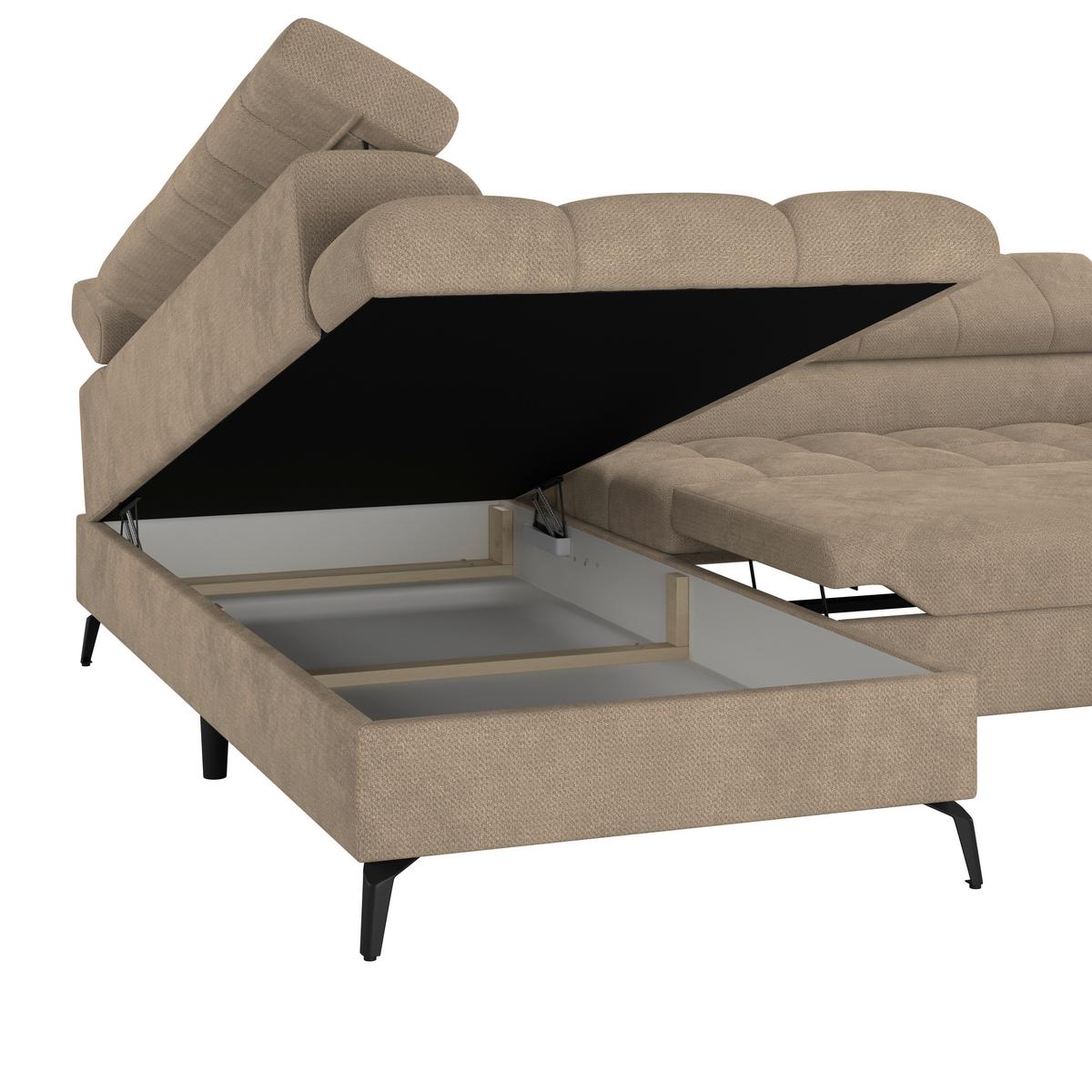 Ecksofa Volf Links New Beige, S: 203x261 cm - Beige/Schwarz, Trend, Kunststoff/Textil (203/261cm)