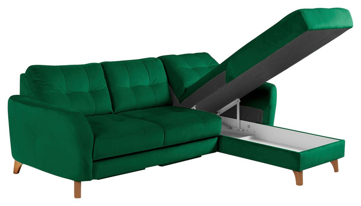 Ecksofa Nordic Dunkelgrün S: 238x168 cm - Dunkelgrün/Buchefarben, Design, Textil (238/168cm) - Livetastic