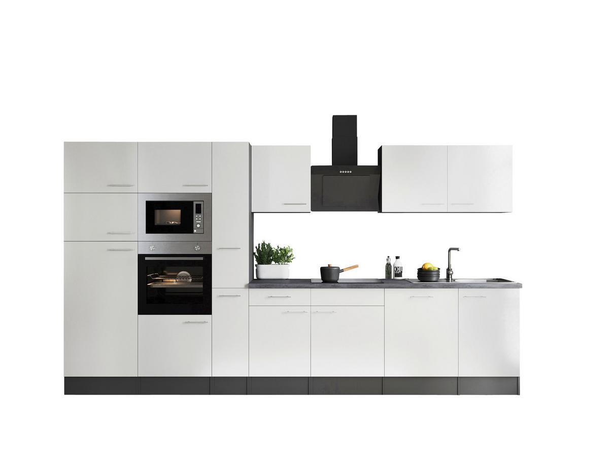 Küchenblock Oliver Grau, Weiß B: 370 Cm - Weiß/Grau, Design, Holzwerkstoff (370cm) - Respekta