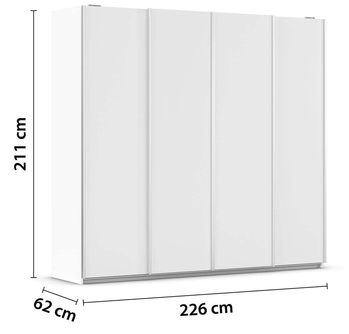 Schwebetürenschrank Altera Weiß B: 226 cm - Weiß, MODERN, Holzwerkstoff (226/211/62cm) - Rauch Möbel
