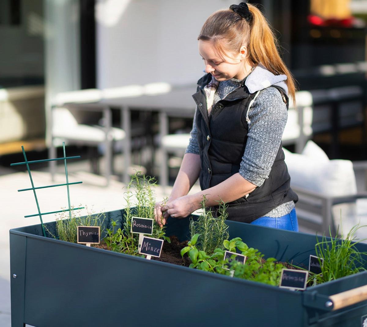 Hochbeet Stahl Swivel mit Ablagen 60/80/120 cm - Anthrazit, Basics, Metall (60/80/120cm)