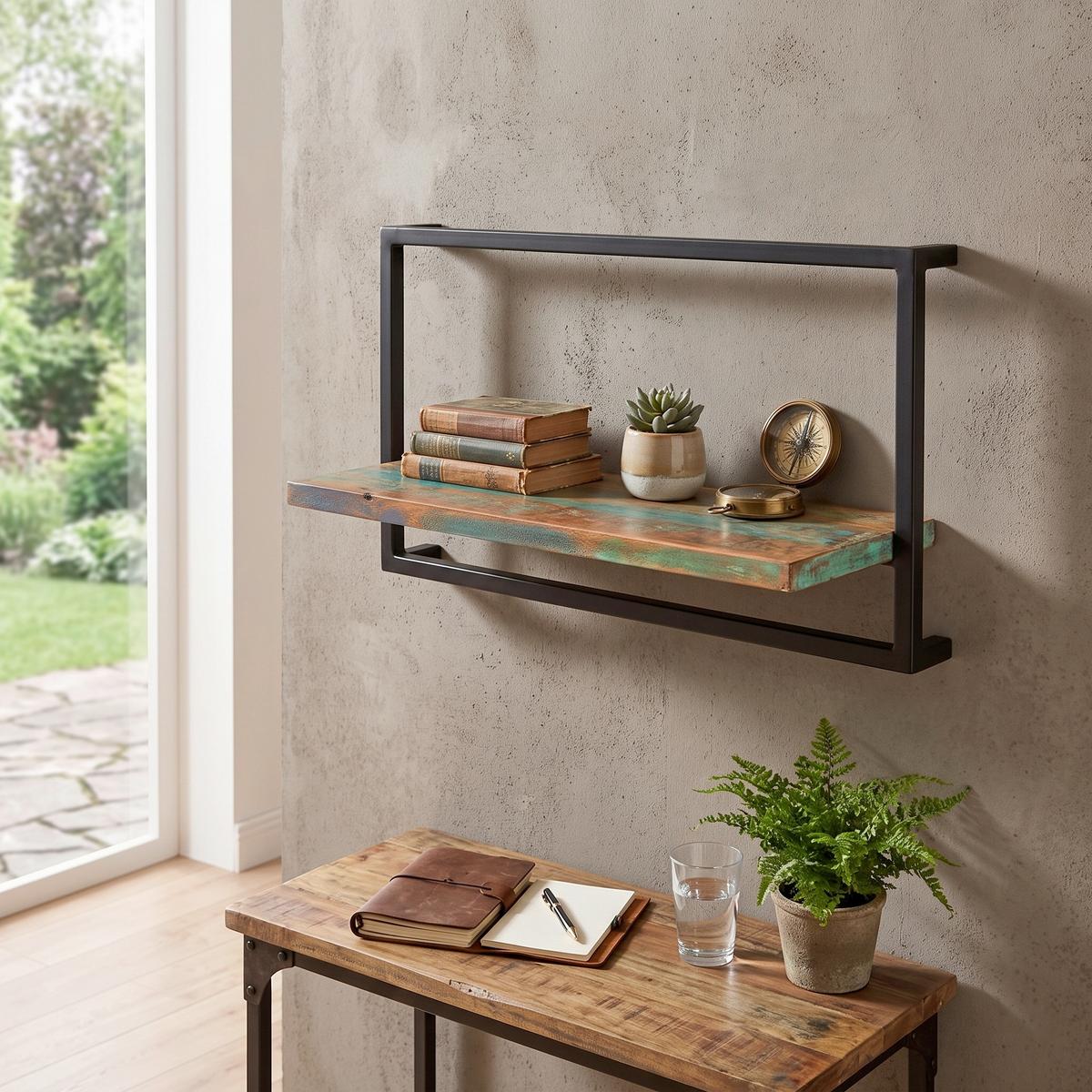 Wandregal Multicolor/Schwarz B: 65cm - Multicolor/Schwarz, Design, Holz/Metall (65/35/25cm) - MID.YOU