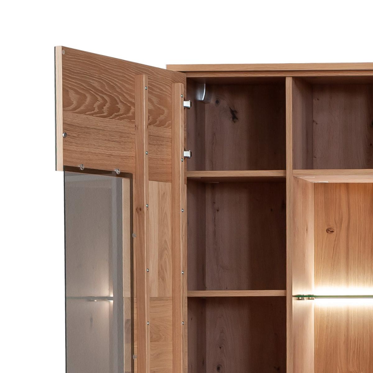 Wohnkombination teilmassiv 2tlg. Valencia Anthrazit/Eiche - Eiche Bianco/Anthrazit, Design, Glas/Holz (306/198/50cm) - MID.YOU