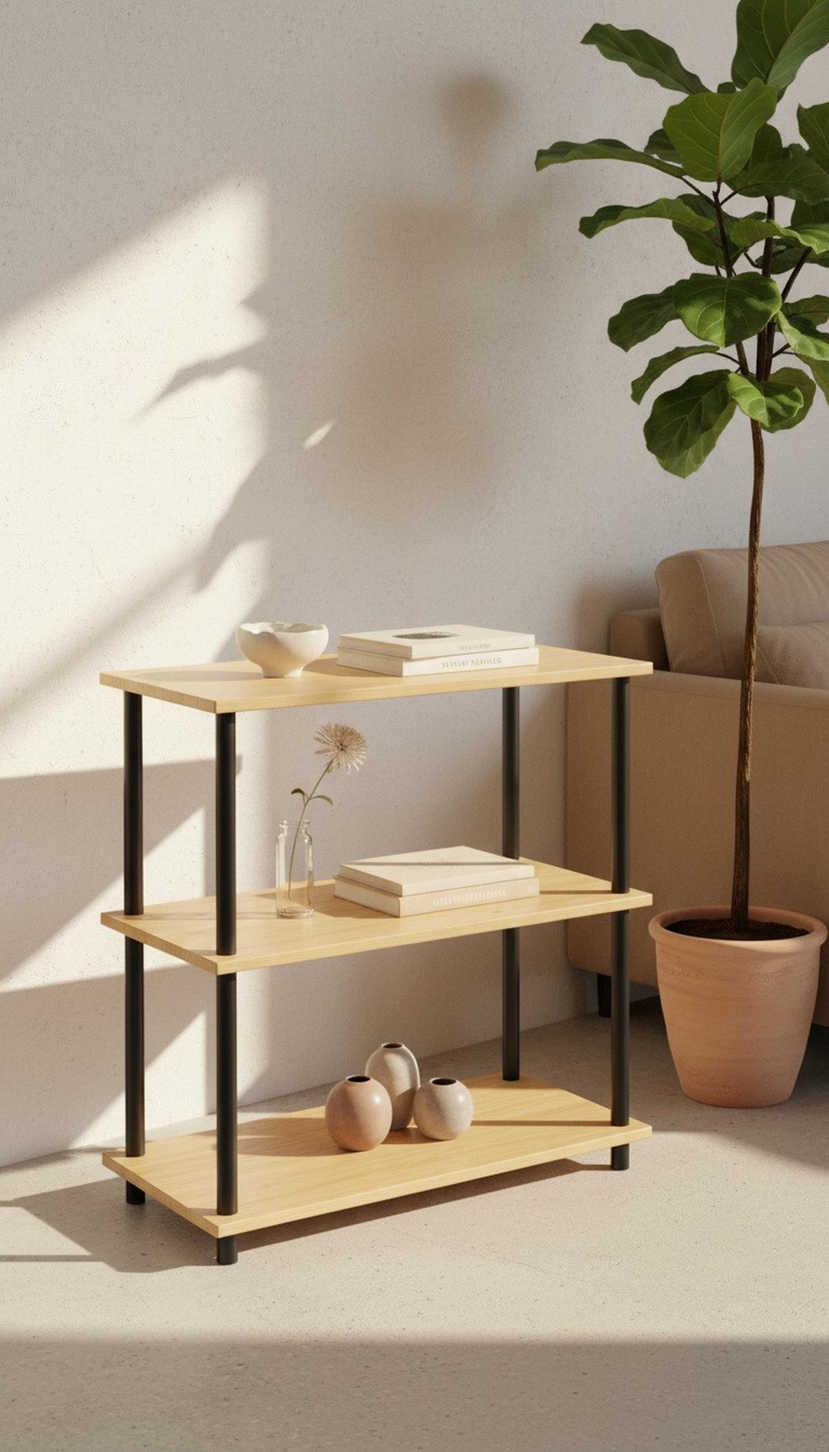 Polc Timilli *top Ár* - natúr színű/fekete, Modern, faalapú anyag/fém (60/76/30cm) - Best Price