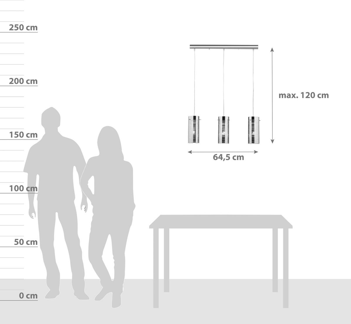 Függőlámpa Darcy - krómszínű, Romantik / Landhaus, Üveg/fém (64,5/120cm) - James Wood