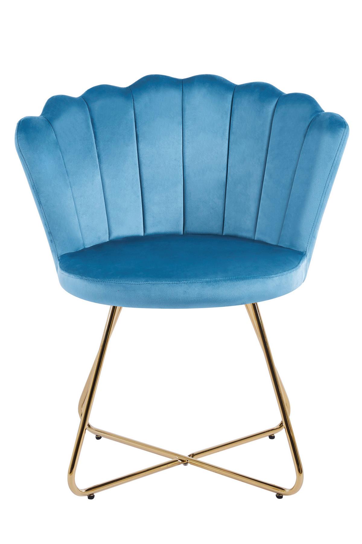 Stuhl-set Blau B: 69,5 Cm - Blau/Goldfarben, MODERN, Textil/Metall (69,5/85/66cm) - Livetastic