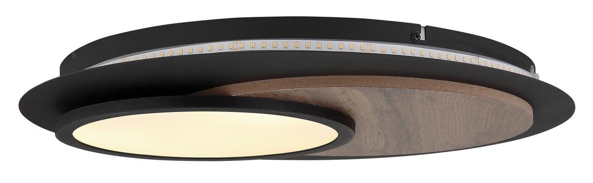 LED-Deckenleuchte Kory Schwarz Weiß Dunkelbraun - Dunkelbraun/Schwarz, Natur, Holzwerkstoff/Kunststoff (48/5,6cm) - Globo