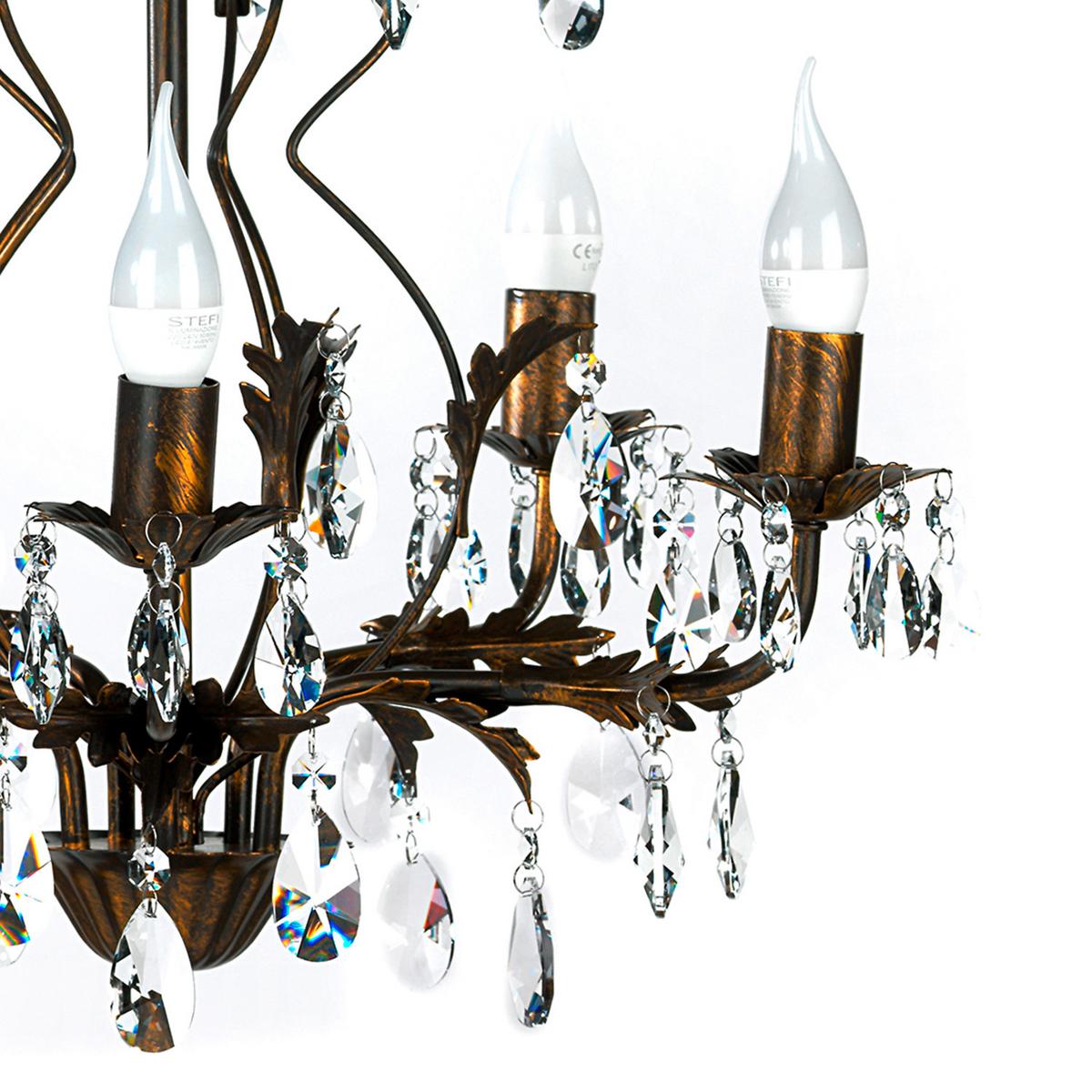 Kristall-Hängeleuchte 4670/5 - Bronzefarben, KONVENTIONELL, Glas/Metall (53/100cm)