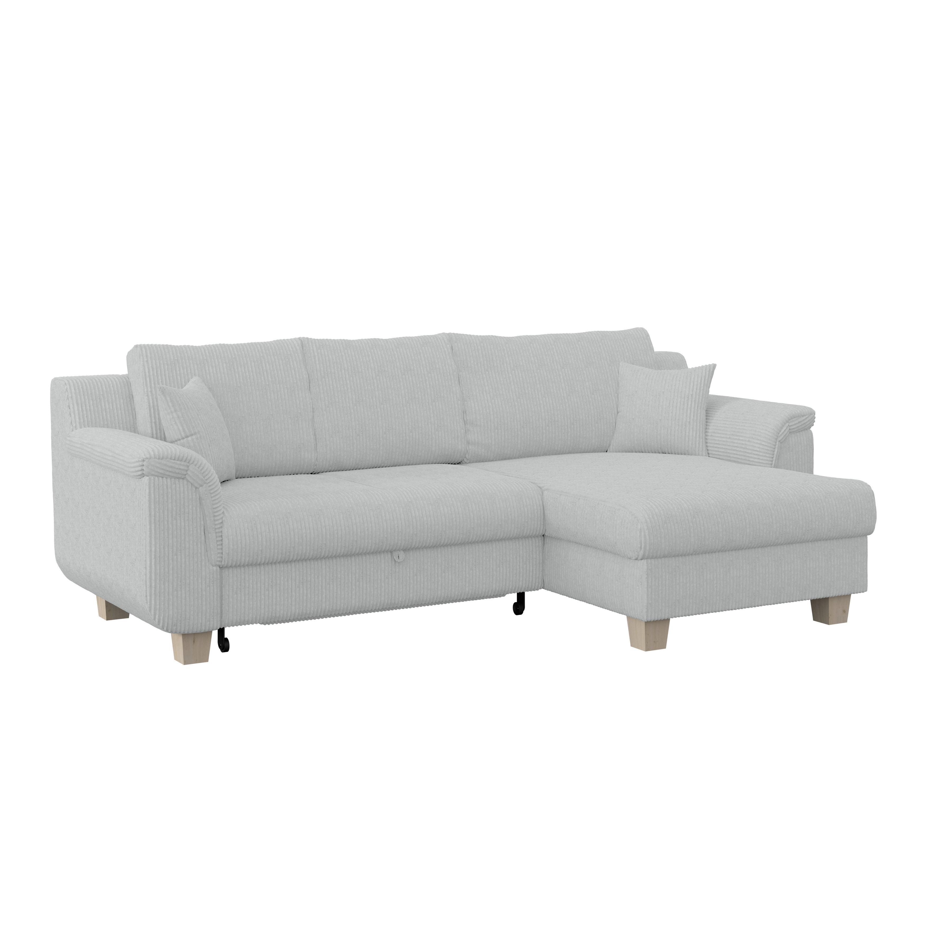 Ecksofa mit Schlaffunktion Alex Hellgrau - Hellgrau/Naturfarben, MODERN, Textil (246/156cm)