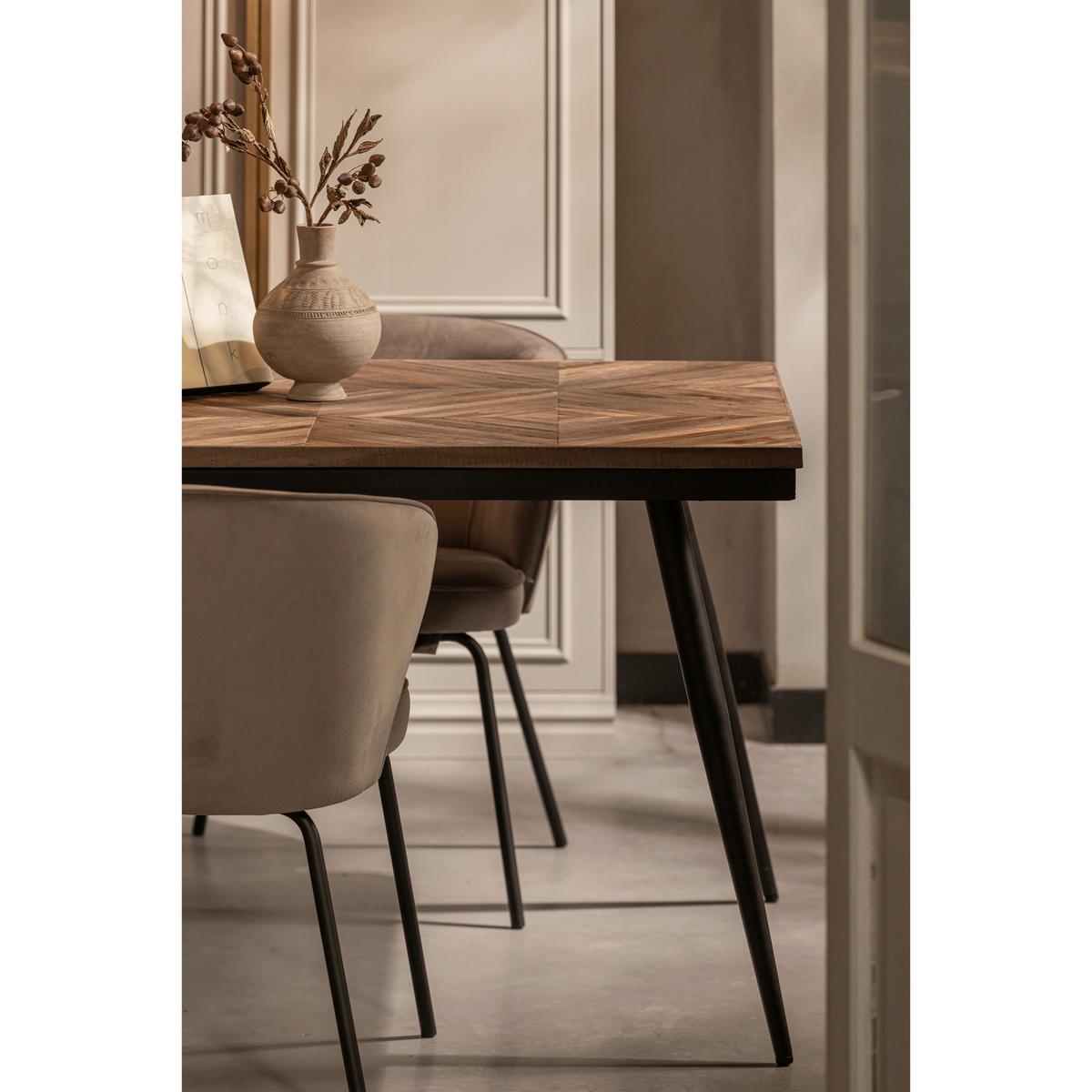 Esstisch Rhombic Teakfarben L: 220 Cm - Schwarz/Teakfarben, Design, Holz/Metall (220/90/76cm) - Livetastic