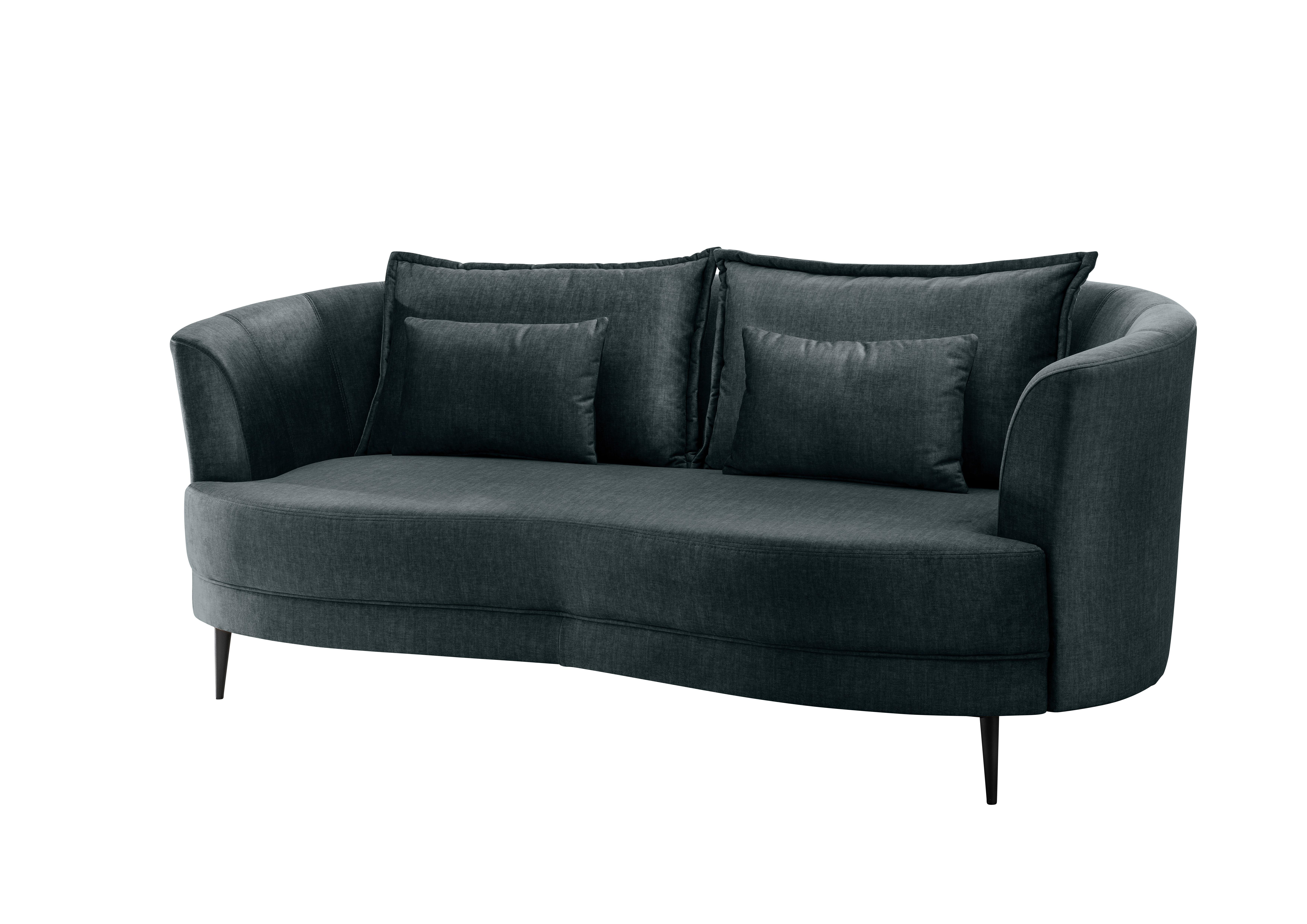 3-Sitzer-Sofa Pistaccio Blau Velours, Rücken Echt B: 209 cm - Blau/Schwarz, MODERN, Textil (209/85/101cm) - Livetastic
