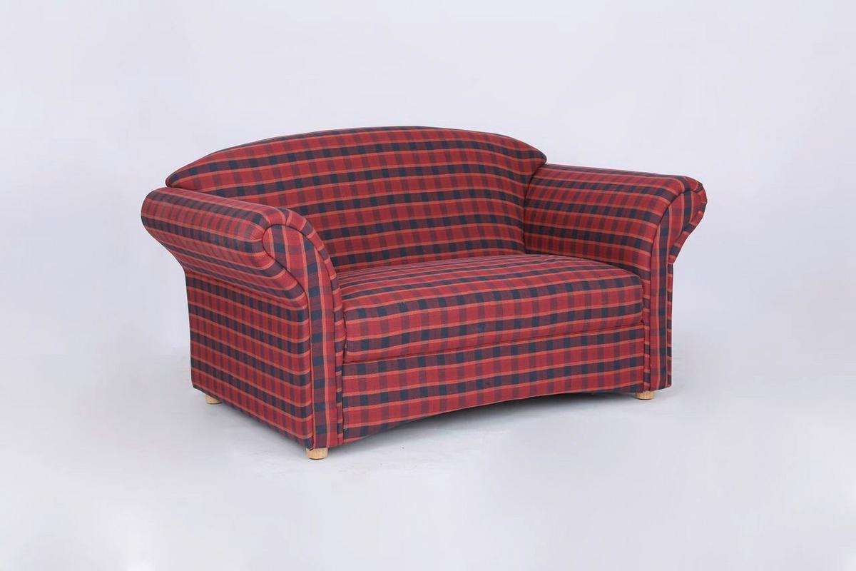 2-Sitzer Sofa Loretta rot kariert, 204x83x85 cm - Bordeaux, Basics, Holz/Textil (204/83/85cm)