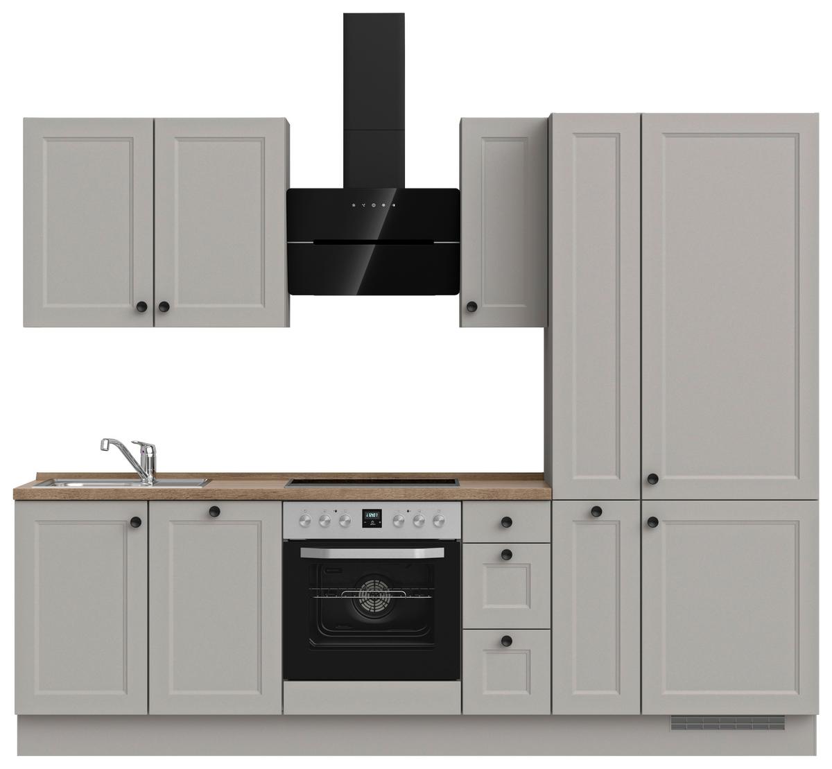 Kuchynská linka 270 cm, kamenná sivá supermatná - čierna/sivá, Modern, kov/kompozitné drevo (270cm) - Nobilia