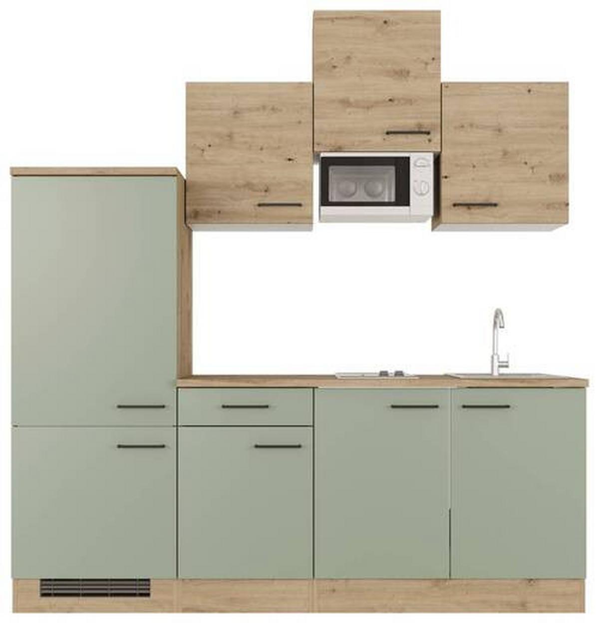 Küchenblock Cara Eiche Artisan/grün B: 210 Cm - Eiche Artisan/Grün, MODERN, Holzwerkstoff (210cm) - FlexWell