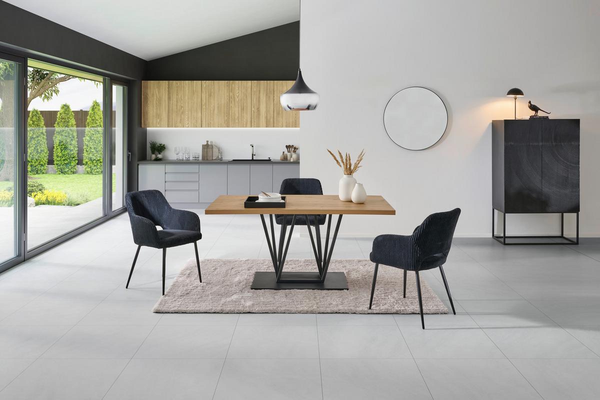 Esstisch Brad Eiche Artisan B: 160 Cm - Schwarz/Eiche Artisan, KONVENTIONELL, Holzwerkstoff/Metall (160/75/90cm) - MID.YOU