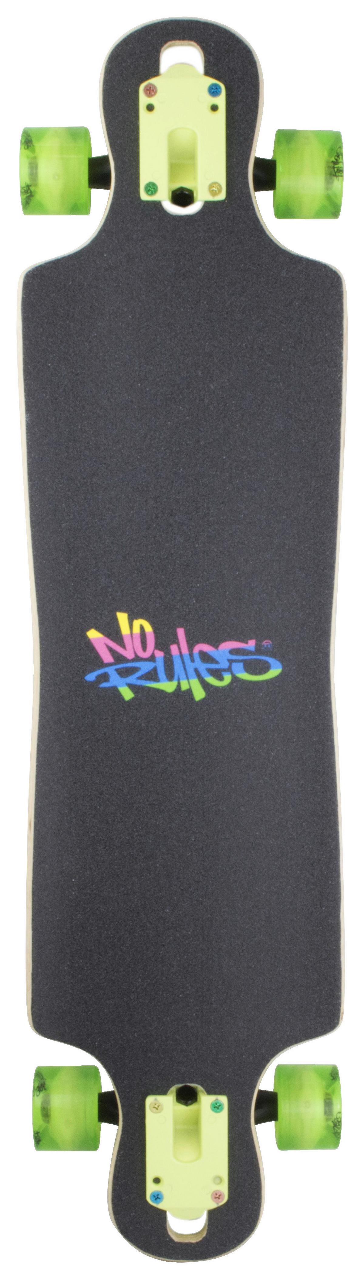 Longboard Norules L: 83 cm, Abec-7, LED-Beleuchtung - Gelb/Schwarz, Basics, Holz (83/22/10cm)