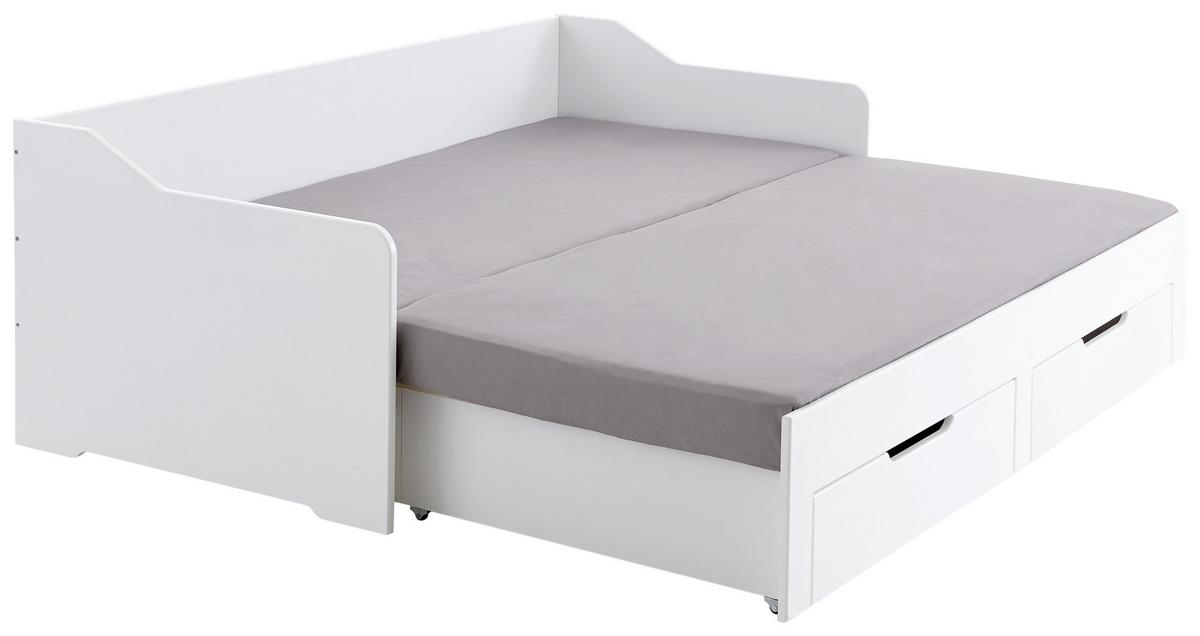 Tárolós Ágy Anna - bükkszínű/fehér, Modern, faalapú anyag/fa (90/200cm)