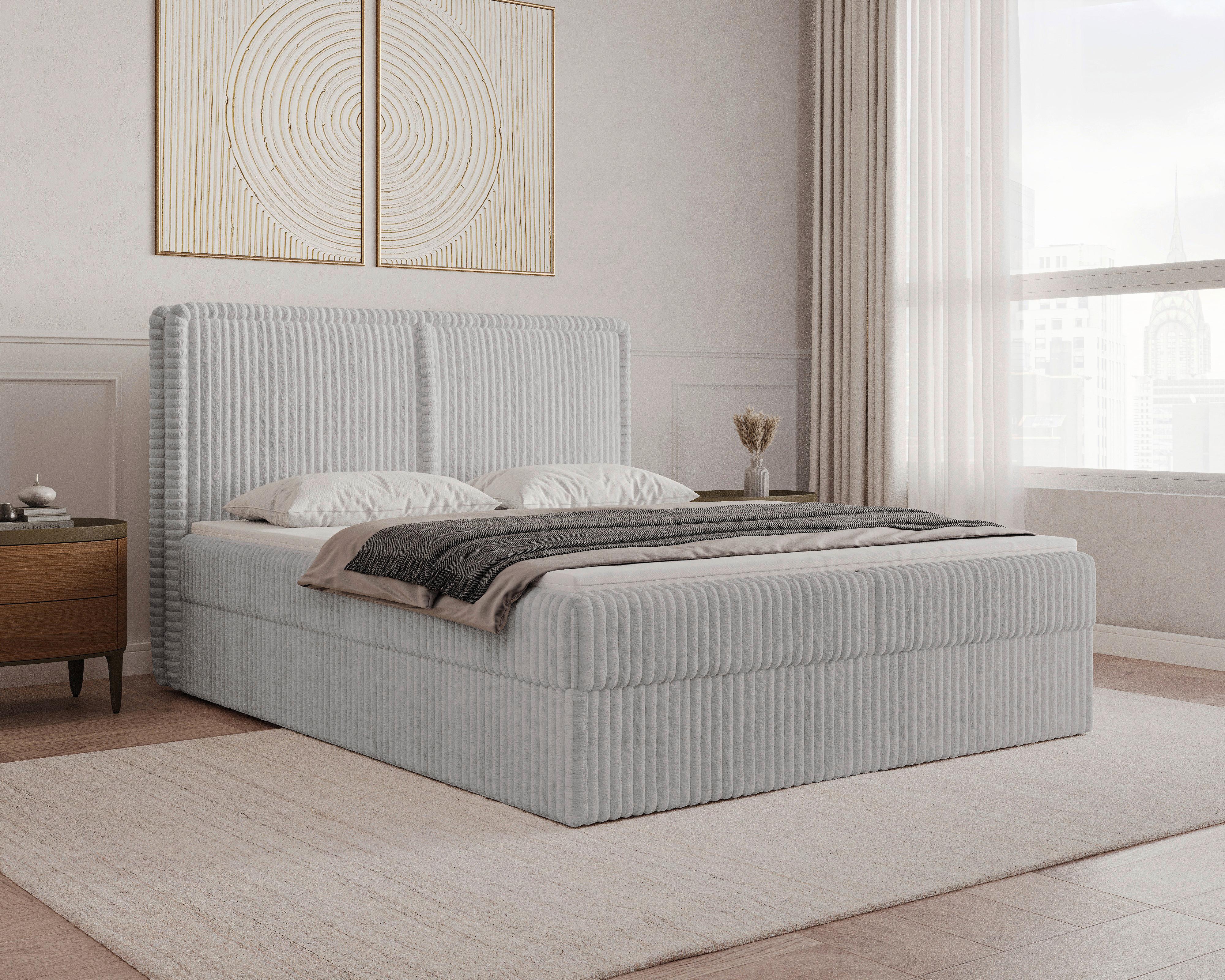 Boxbett Barcelona LF: 140x200 Grau - Schwarz/Grau, MODERN, Holz/Kunststoff (140/200cm) - Livetastic