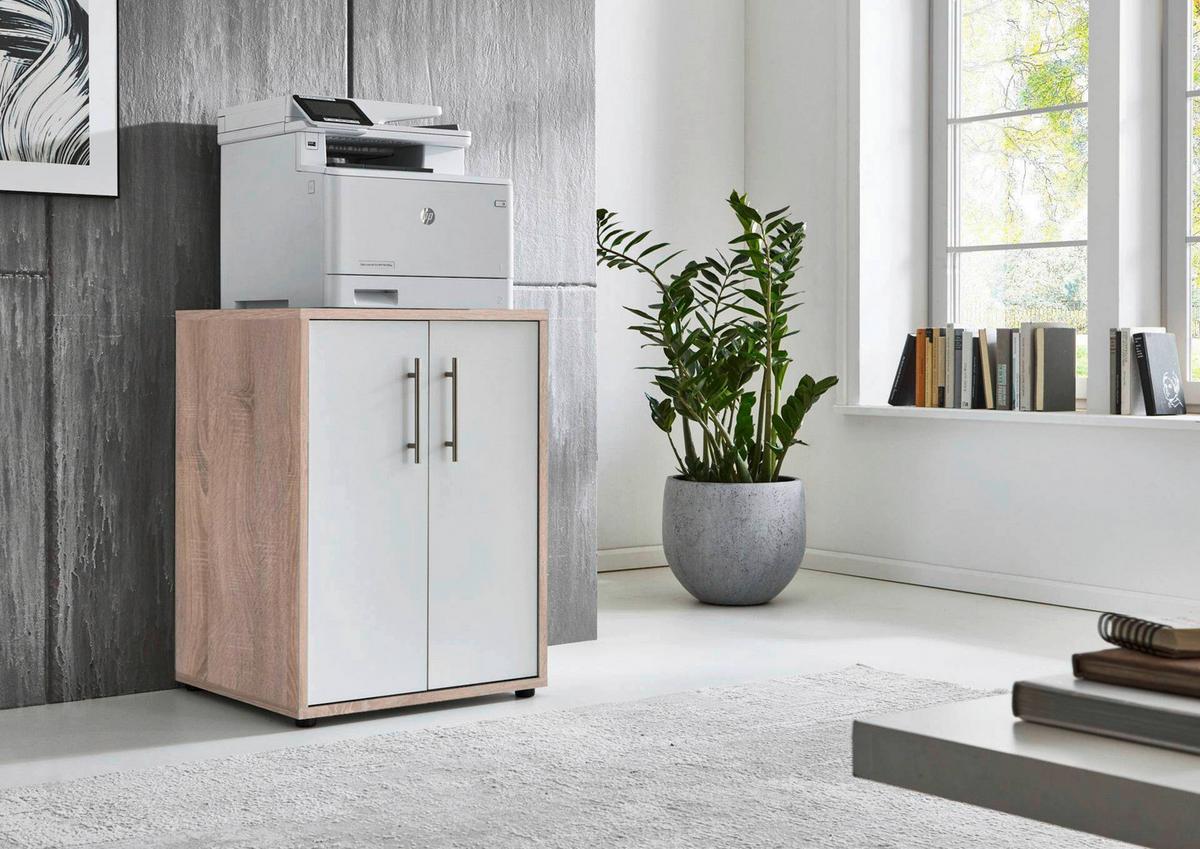 Aktenschrank Office Edition Weiß, Eiche Dekor B: 54cm - Weiß/Sonoma Eiche, MODERN, Holzwerkstoff (54/74/50cm) - MID.YOU