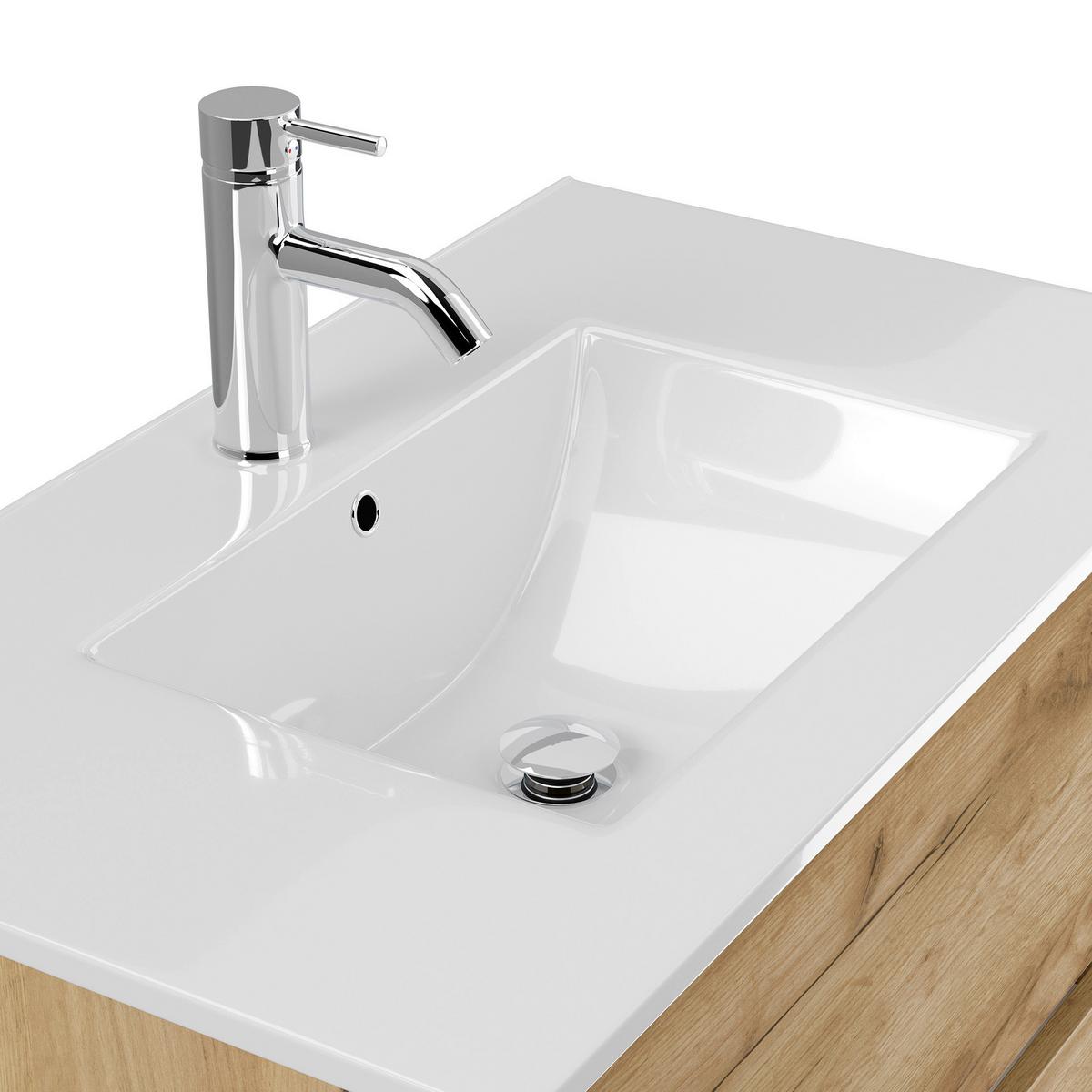 BADEZIMMER Limes, Eichefabren B: 80 cm - Eichefarben/Weiß, Basics, Keramik/Holzwerkstoff (80cm) - MID.YOU