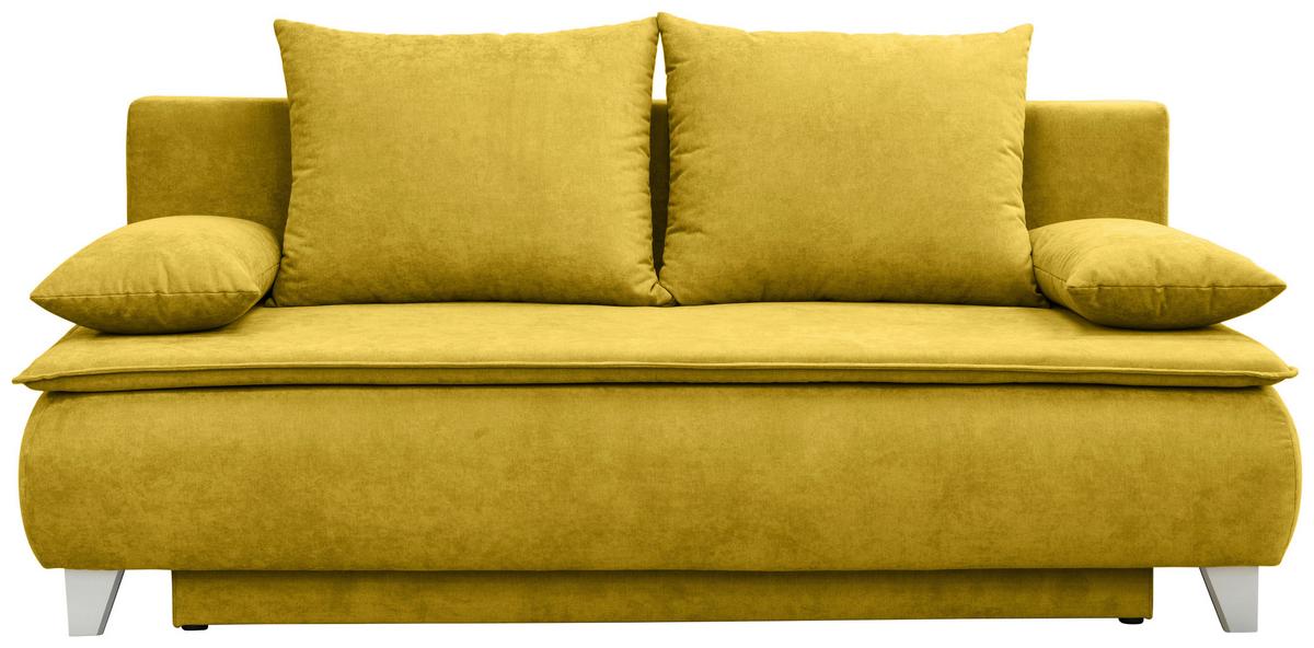 Boxspringsofa + Schlaffunktion Mona Gelb B: 208 Cm - Gelb/Silberfarben, MODERN, Textil (208/100/106cm) - Luca Bessoni