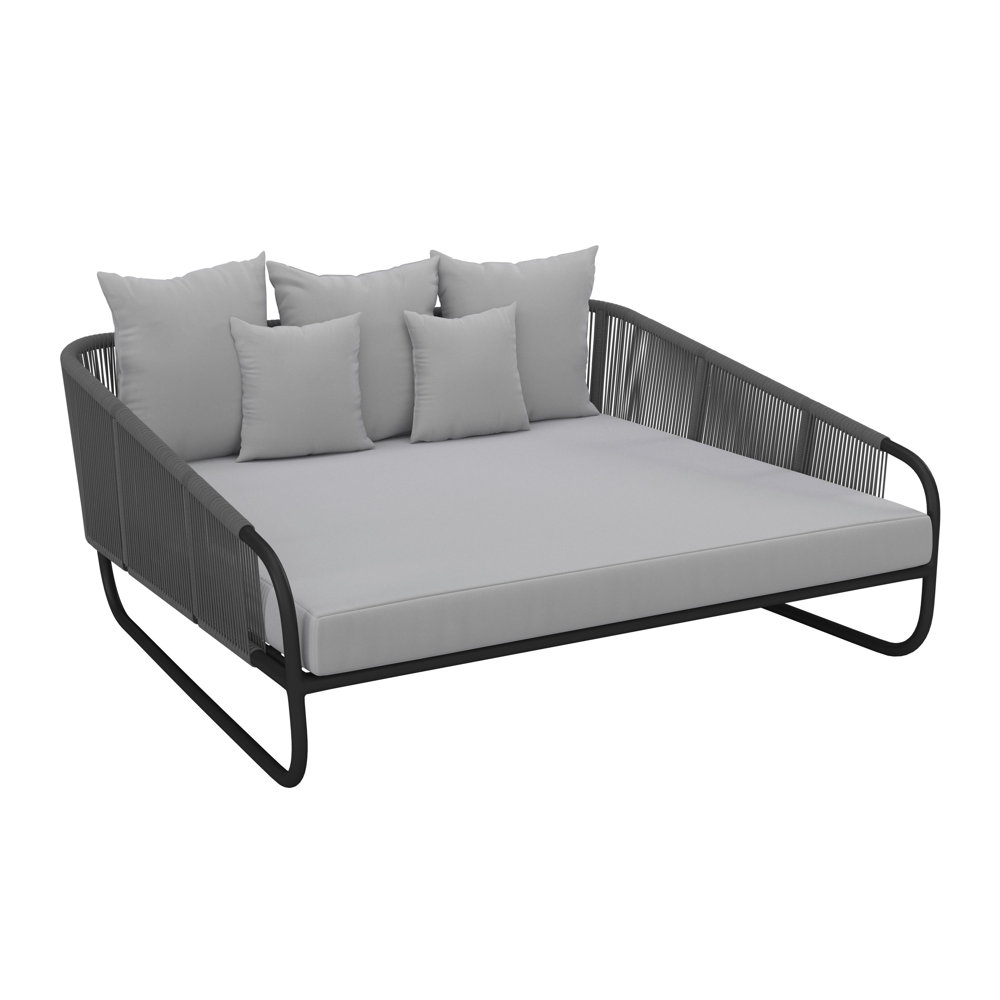 Sonneninsel Alicante - Schwarz/Grau, MODERN, Kunststoff/Textil (178/74/175cm) - Beldano