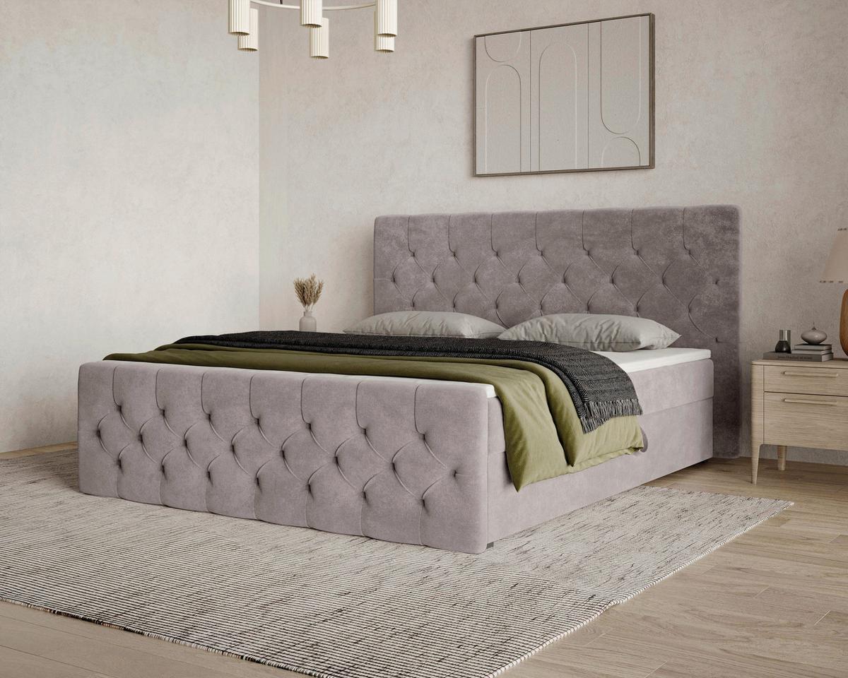 BOXBETT Karo Taupe 160x200cm - Taupe/Schwarz, MODERN, Holz/Kunststoff (160/200cm) - MID.YOU