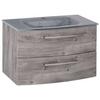 Waschbecken mit Unterschrank Stockholm B: 80cm, Grau Dekor - Eichefarben/Grau, KONVENTIONELL, Glas/Holzwerkstoff (80cm) - Held