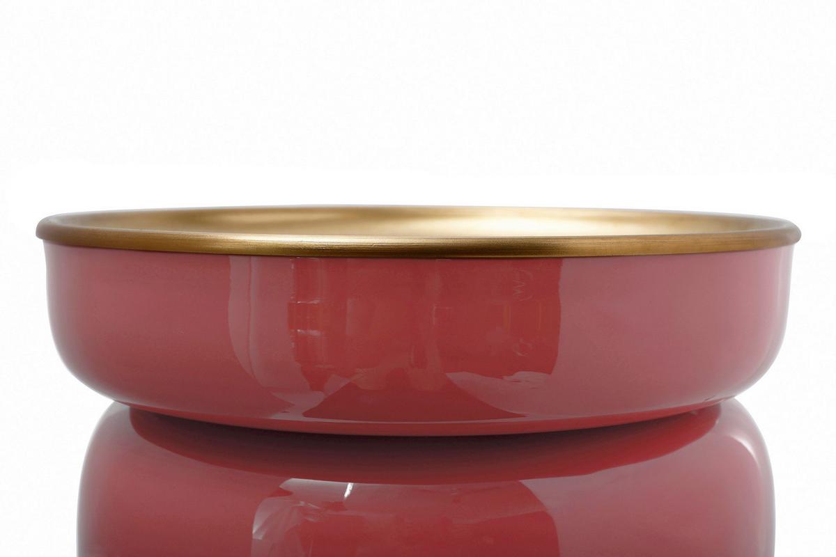 Beistelltisch Art Deco 175 Goldfarben/koralle B: 31,5 Cm - Koralle/Goldfarben, Design, Metall (31,5/46,5cm) - Kayoom