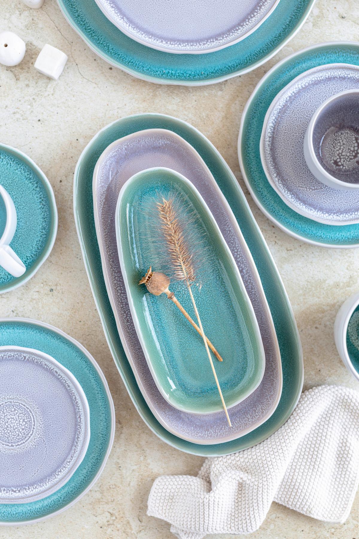 Servierplatten-Set Elea Steinzeug, Flieder, 3-teilig - Flieder, Basics, Keramik - Mäser