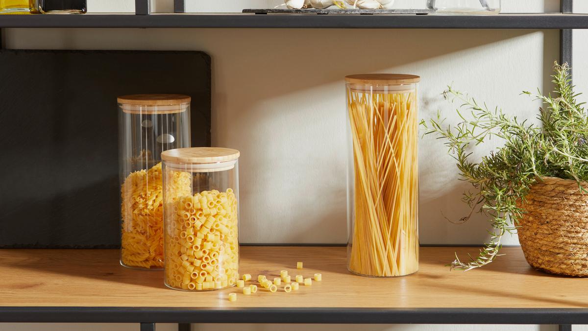 Vorratsglas aus Glas Cristin ca. 1 L, mit Bambusdeckel - Klar/Naturfarben, Basics, Glas/Holz (10/17cm) - James Wood