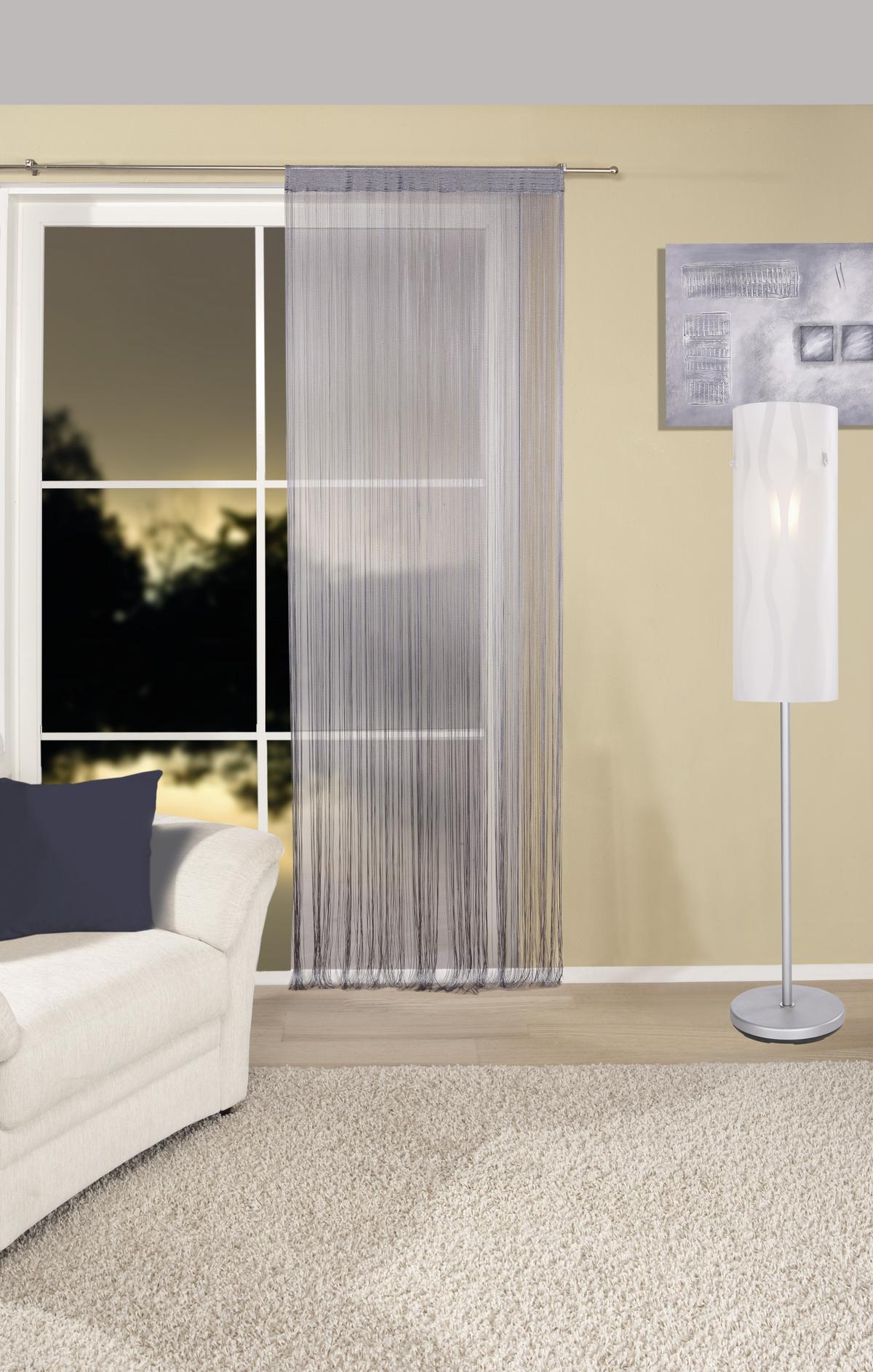 Fadenvorhang + Stangendurchzug Marietta 90x245 cm Silber - Silberfarben, KONVENTIONELL, Textil (90/245cm) - Ondega