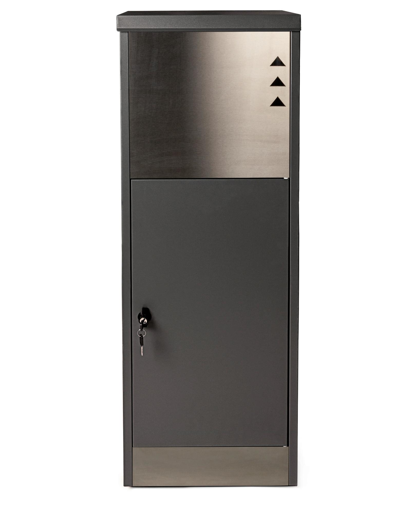 Paketbox mit 2 Schlüssel H: 118,5 cm - Schwarz, Basics, Metall (39,5/118,5/38,5cm)