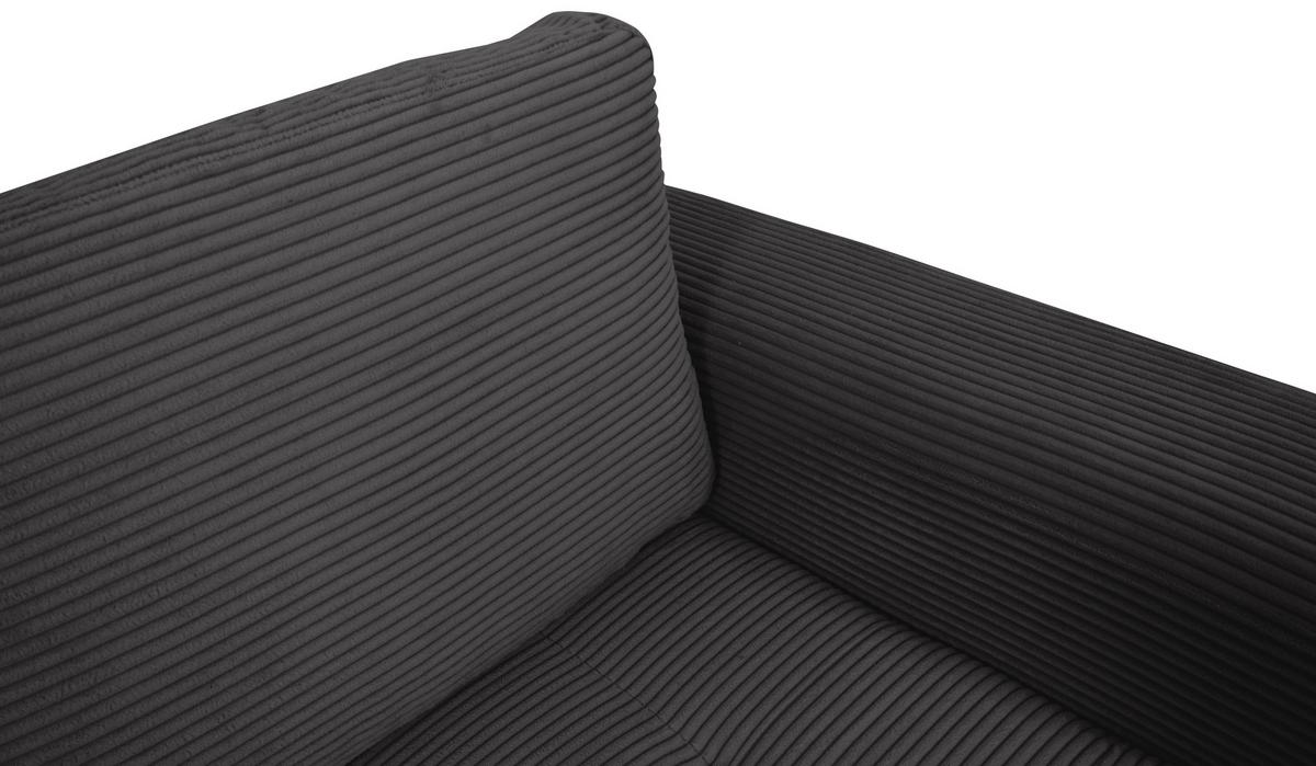 Souprava U MALTE, levá, šedý manšestr - šedá/černá, Moderní, textil/plast (178/305/155cm) - Based
