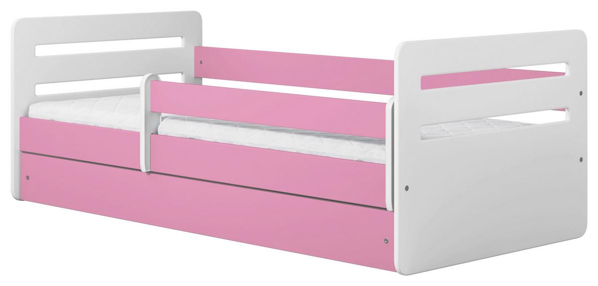 Kinder-/Juniorbett Tomi Pink/Weiß B: 80cm - Pink/Birkefarben, MODERN, Holz/Holzwerkstoff (80/160cm) - MID.YOU