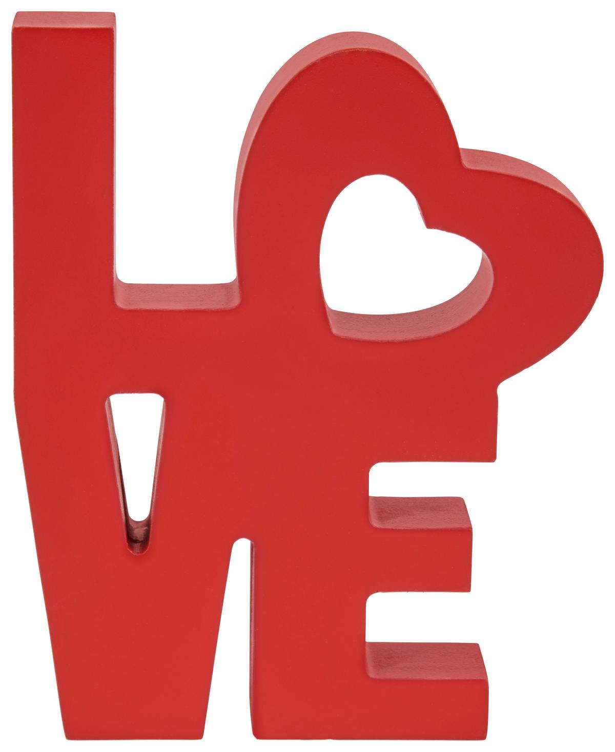 Dekofigur Schriftzug H: 11 Cm Holz Dekor Für Indoor - Rot, KONVENTIONELL, Holzwerkstoff (14/11/2cm) - Luca Bessoni