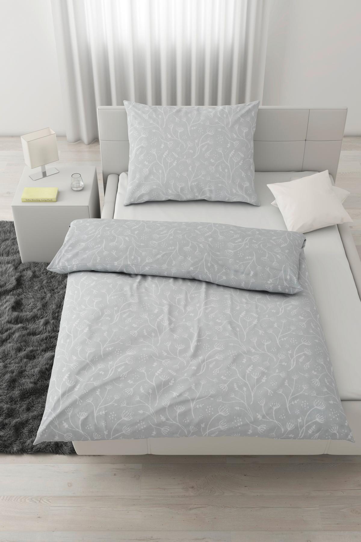 Posteľná bielizeň Frida, 70/90 140/200cm - svetlosivá, Konventionell, textil (140/200cm) - Modern Living