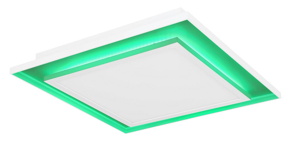 LED-Deckenleuchte L: 44,3 cm mit Fernbedienung - Weiß, Design, Kunststoff/Metall (44,3/44,3/6,3cm) - Globo
